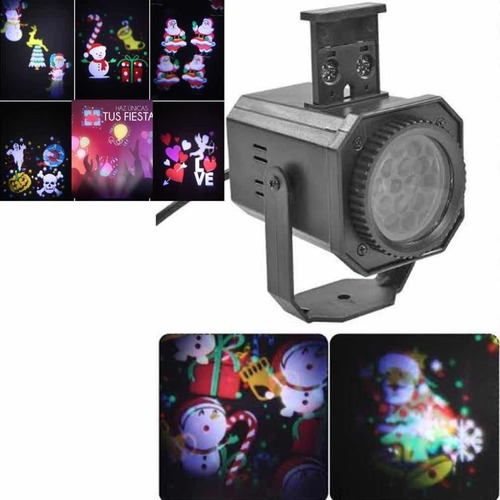Proyector De Luces Led Navidad Halloween Fiestas 4 Discos