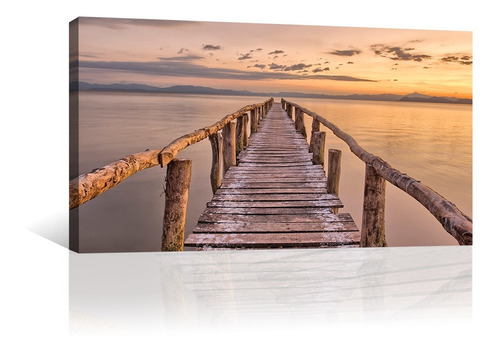 Cuadro Decorativo Naturaleza Canvas Playa Muelle Rustico