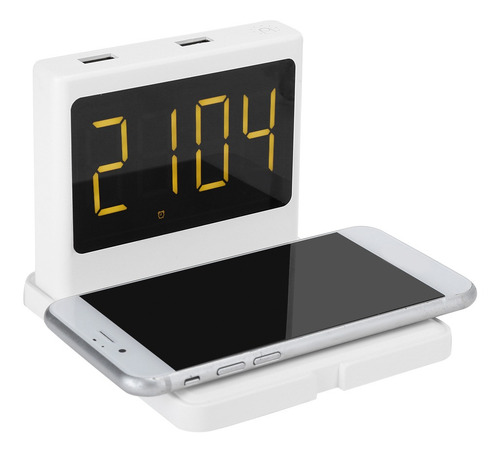 Imagen 9 de 10 de Smart Alarma Reloj Inalámbrico Teléfono Cargador Rápido Qi