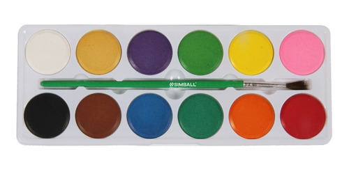 Imagen 3 de 4 de Acuarelas X 12 Colores Con Pincel Simball