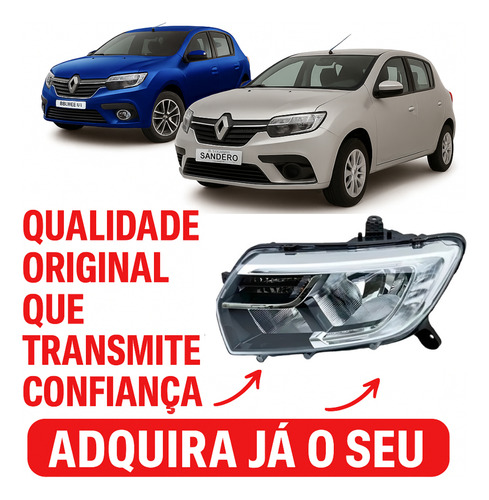 Farol Renault Logan Sandero 2020 2021 2022 2023 2024 Com Led