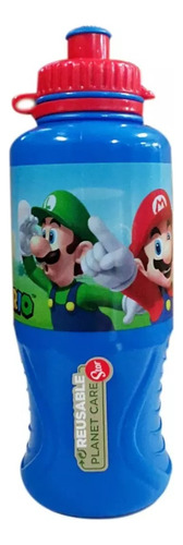 Botella Niños 400ml Mario Bross Libre Bpa Color Azul