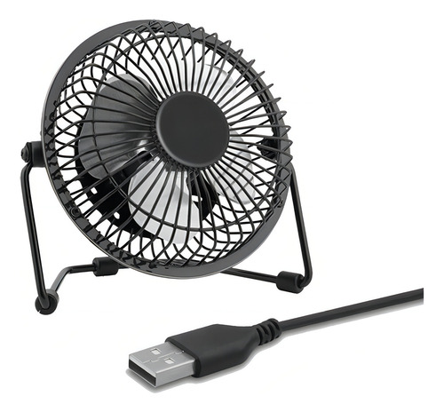 Mini Ventilador Usb Metal Ideal Oficina Hogar Escritorio Cantidad de aspas 4 Color de la estructura Negro Diámetro 14 cm