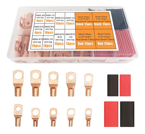 200 Conectores De Terminal De Alambre De Cobre Awg 2 4 6 8 1