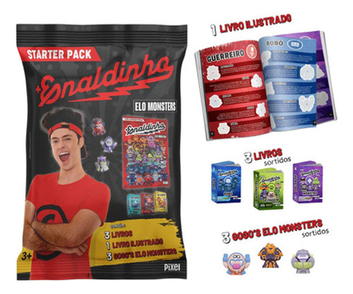 Coleção Elo Monsters Books Enaldinho - Starter Pack Com Álbum Ilustrado Oficial +3 Gogo S Sortidos +3 Minilivros Sortidos