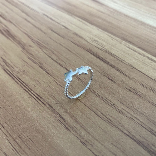 Imagen 6 de 10 de Anillo Medio Dedo #2 Estrellas De Plata .925 Agálea Joyería