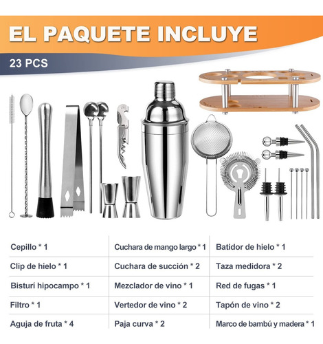 Kit Para Preparar Cócteles De 750 Ml, Juego De 23 Piezas