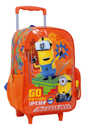 Mochila Minions 16  Con Carro Escolar Infantil Carrito