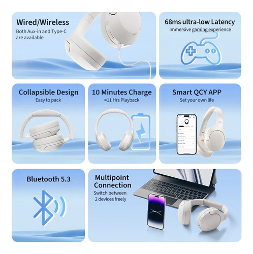 Zya Qcy H3 Lite Anc Fones De Ouvido Sem Fio Bluetooth5.3