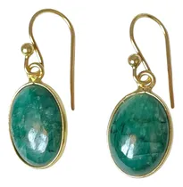 Comprar Aros Colgantes Enjoyas Ovalados Plata Y Oro Esmeralda