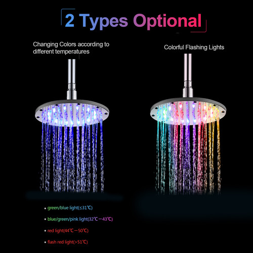 Cabezal De Ducha Tipo Lluvia De 6 Led Con Luces De Colores P