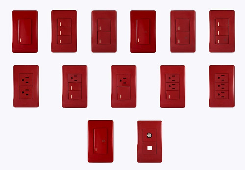 Pack 10 Apagadores Y Contactos Placas Solaris Elegance Rojo