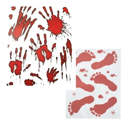 Sticker Manos Sangrientas Decoracion Ventanas Halloween Color Rojo Manos
