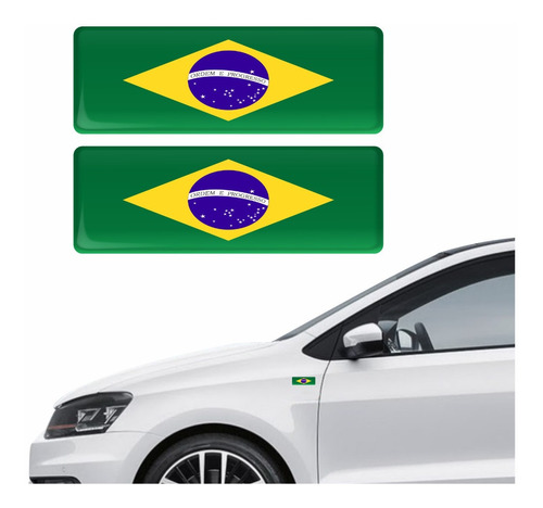 Par Emblema Adesivo Bandeira Brasil 3d Resinado Kit Bd13