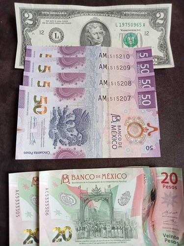 Cuatro Billetes Nuevos De 50 Y Dos De 20 Pesos Y Seriados 