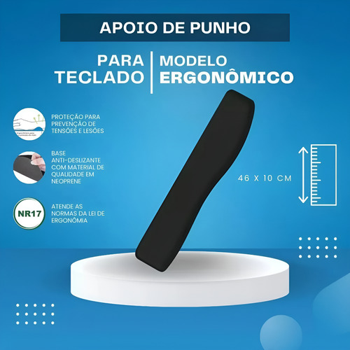 Kit 500 Mousepad + Apoio Pulso P/ Teclado Ergonômico Preto