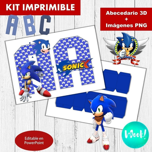 Kit Imprimible Letras 3d  Editables +   Sonic
