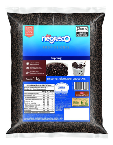 Biscoito Triturado Para Sobremesas Chocolate 1kg Negresco