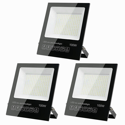 Reflector Led 100w Ultradelgado Exterior Alta Potencia 3pzs