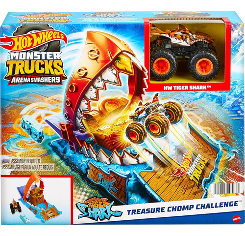 Camión Hot Wheels Monster Trucks Tiger Shark + Arena