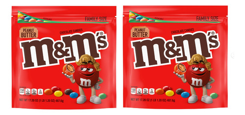 Pack 2 Bolsa Chocolates M&m's Peanut Butter 487.6g C/u