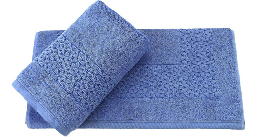 Juego De 2 Alfombras De Baño 100% Algodón Azul Oscuro