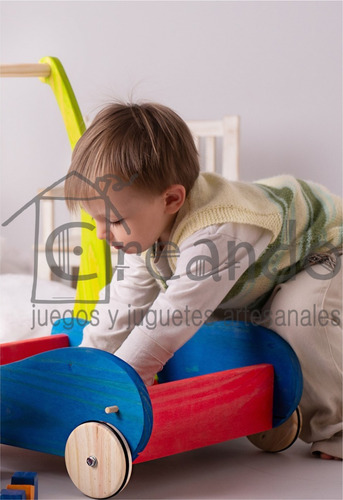 Carrito Caminador De Empuje Madera Manija Rebatible