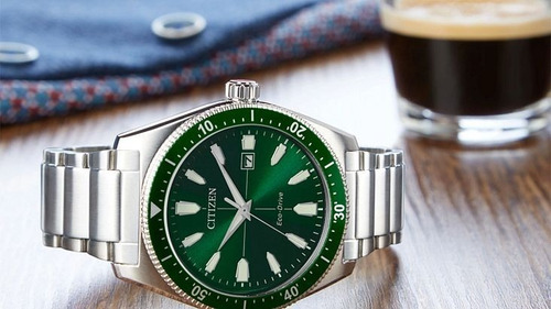 Citizen Brycen Ecodrive Green Dial Aw1598-70x Color de la correa Gris Color del bisel Gris Color del fondo Verde