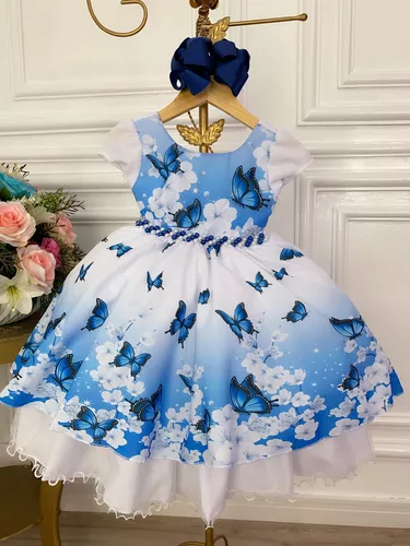 Vestido Infantil Princesa Luxo Azul Royal