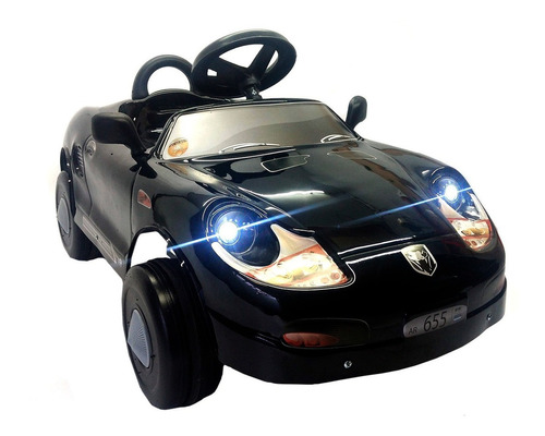 Vehículo a pedal auto Katib Porche con luz y espejitos color negro