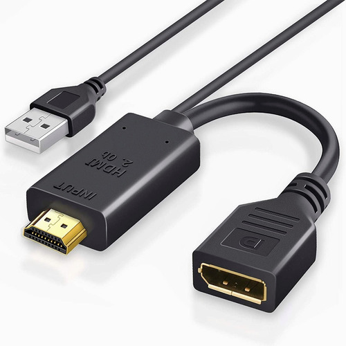 Cable Hdmi A Displayport (dp) Adaptador Convertidor 4k @60hz