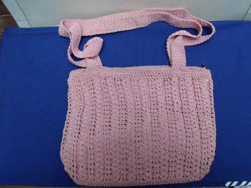 Cartera Rosa Tejido Crochet - Vintage