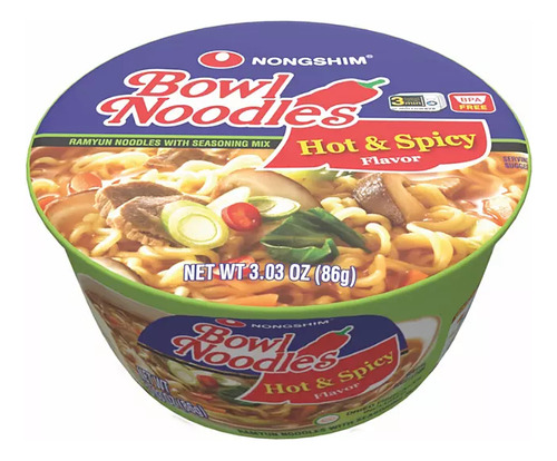 Sopa Nongshim Bowl Noodle Hot And Spicy Beef Ramen 18 Bowls