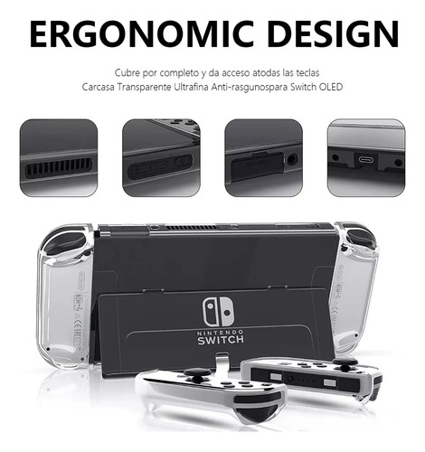 Aiyinsmart Estuche Kit De Accesorios Nintendo Switch Oled 36 En 1,1*funda De Viaje, 2*protector De Pantalla Vidrio, 1*carcasa Transparente, 2 * Mango Del Volante, 2 * Controlador De Juego