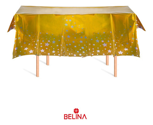 Mantel Dorado Tornasol Con Estrellas 137x274cm