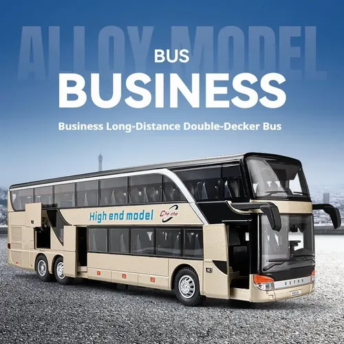Die-cast Double-decker Bus Toy With Lights And Pull-back