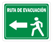 Comprar Señalamiento Letrero Ruta De Evacuación Izquierda 20x25 Cm
