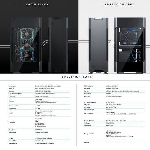 Imagen 10 de 10 de Gabinete Phanteks Mini-itx Evolv Shift 2 Argb Vidrio