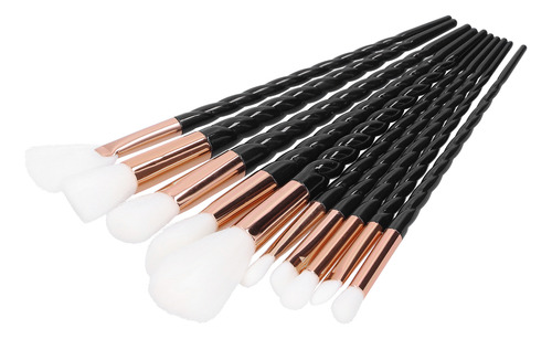 Juego De 10 Brochas De Maquillaje Con Mango En Espiral, Cerd