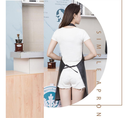 Delantal Impermeable Con Bolsillo Grande, Material De Pu