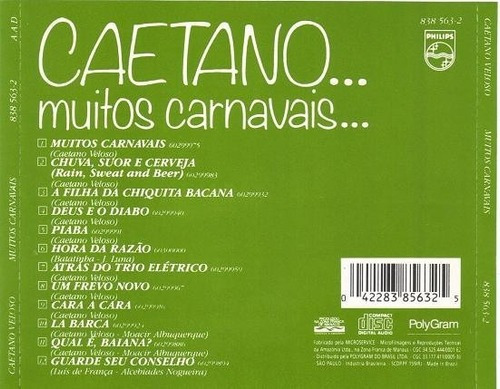 Cd Caetano Veloso - Muitos Carnavais 1989 - Lacrado