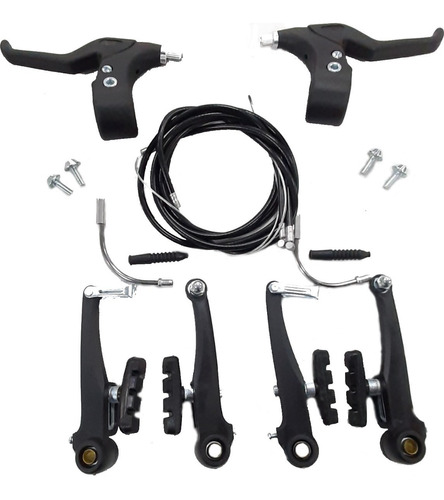 Kit De Freno V-brake Plastico Con Manijas Completo Bicicleta