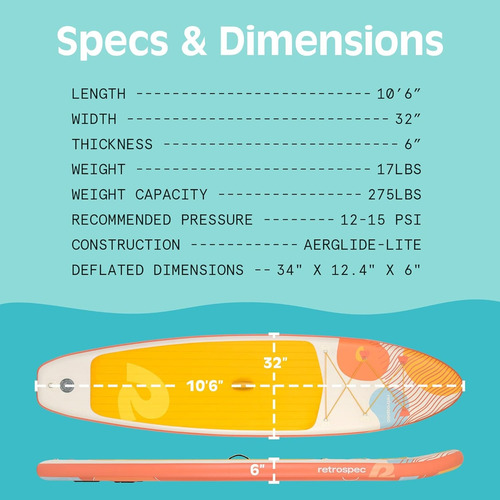 Paddle Board Infable Retrospec Weekender C/ Bomba Accesorios