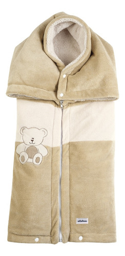 Chiquisack Bordado Cobertor Porta Bebe Borreguita Teddy Oso Color Blanco Diseño De La Tela Liso