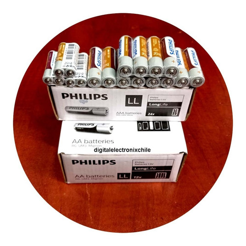 Pack Philips Doble Aa + Triple Aaa 1.5v Total 96 Unidades