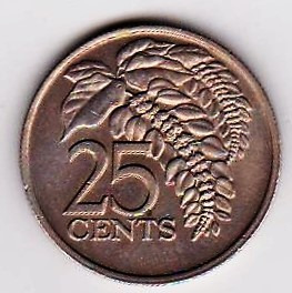 América Moneda De Trinidad Y Tobago Año 1976 25 Centavos