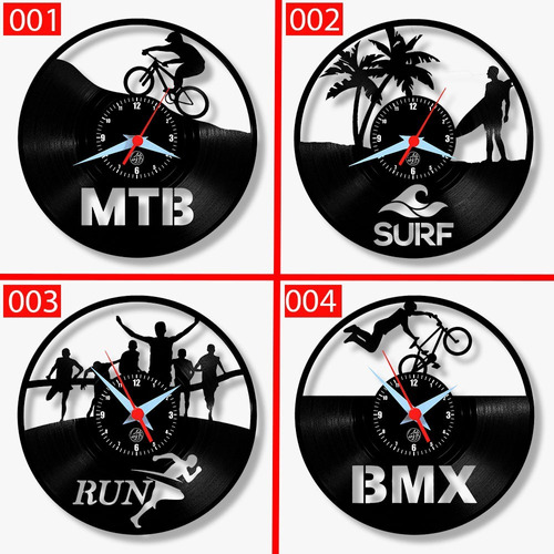 Relógio De Parede Esportes Mtb Surf Corrida Bmx Bike Run