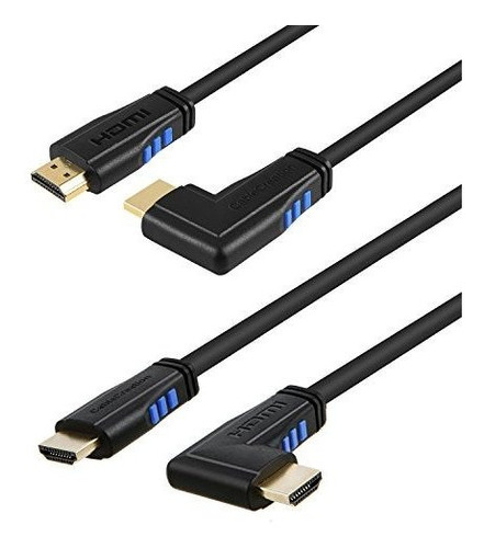 Cable Hdmi [2 Pcs], Cablecreation 6 Pies Angulo Izquierdo 4k