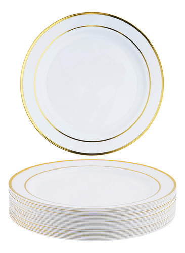 Matana 25 Plato Plastico Dorado Reutilizabl 7.5  Borde Ideal