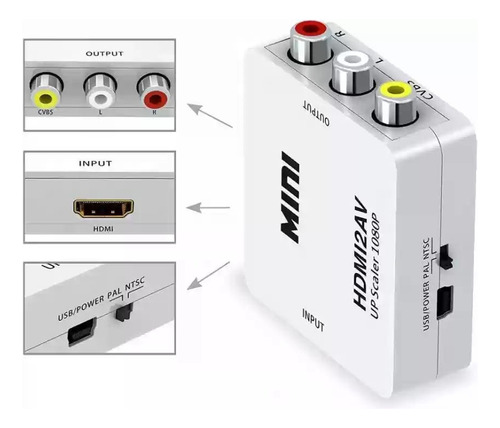 Convertidor Hdmi A Rca: Soporta Resolución Full Hd